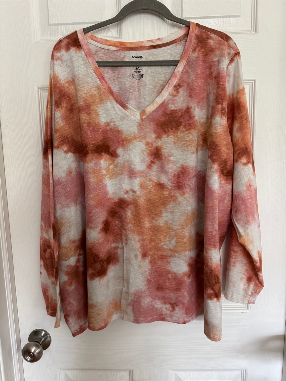 Sonoma Long Sleeve V-Neck Tie-Dye T-shirt
